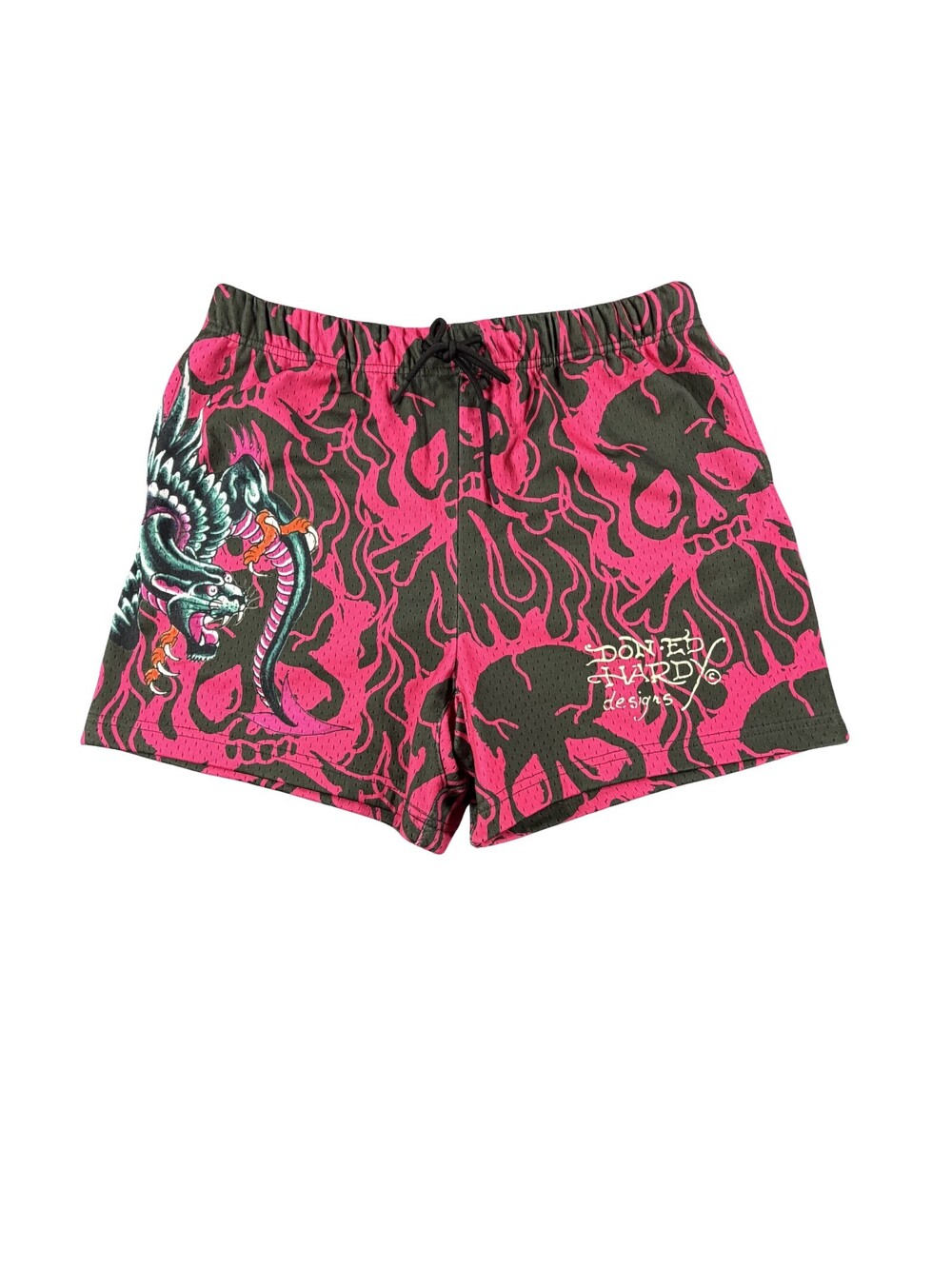 Men's Don Ed Hardy Flame Skull Dragon Athletic Shorts Size M